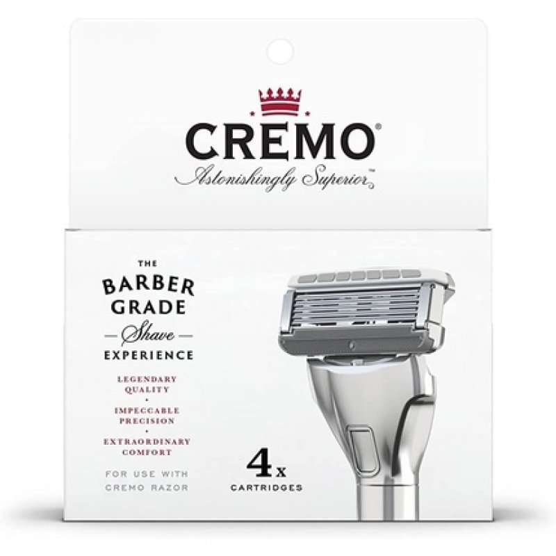 Cremo Barber Grade Razor Blades for Men 4 Refills Silver
