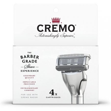 Cremo Barber Grade Razor Blades for Men 4 Refills Silver