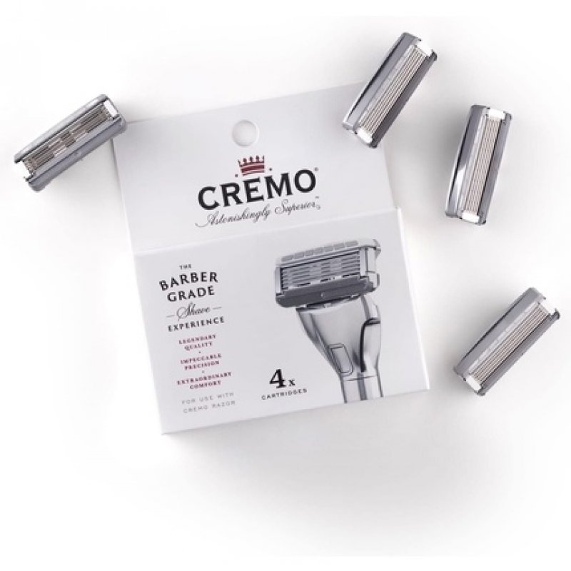Cremo Barber Grade Razor Blades for Men 4 Refills Silver
