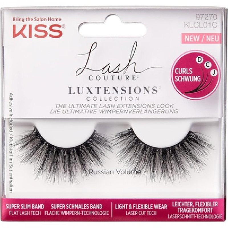 KISS Lash Couture LuXtensions Collection Russian Volume Fake Lashes with Super Slim Band and Lash Glue