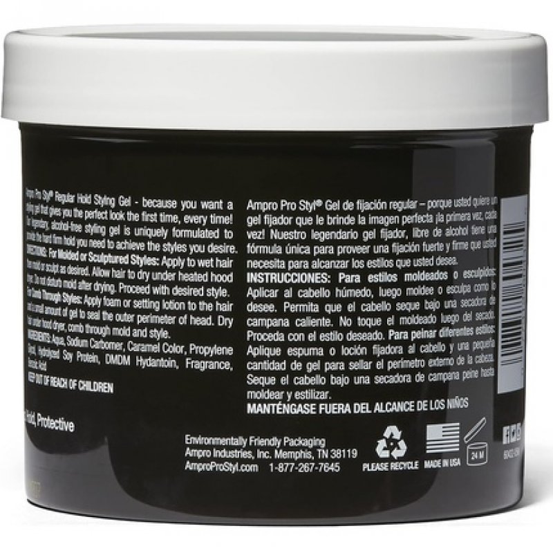 Ampro Pro Styl Styling Gel Protects and Strengthens Your Strands Non-Flaking Alcohol Free Vegan Formula Flexible