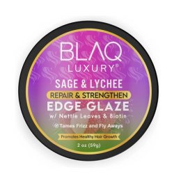 Blaq Luxury Sage & Lychee Repair and Strengthening Edge Glaze 2oz - Nourishing Formula for Strong, Healthy Edges -