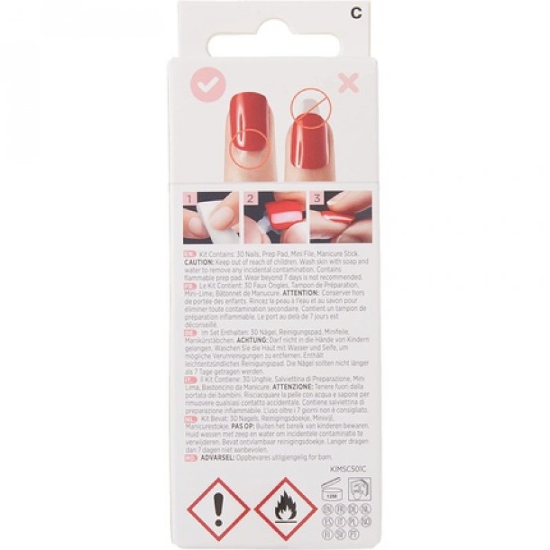 KISS imPRESS Press-On Manicure Rain Check Short Length Square with PureFit Technology - 30 Fake Nails