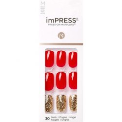 KISS imPRESS Press-On Manicure Memories Medium Length Square with PureFit Technology - 30 Fake Nails
