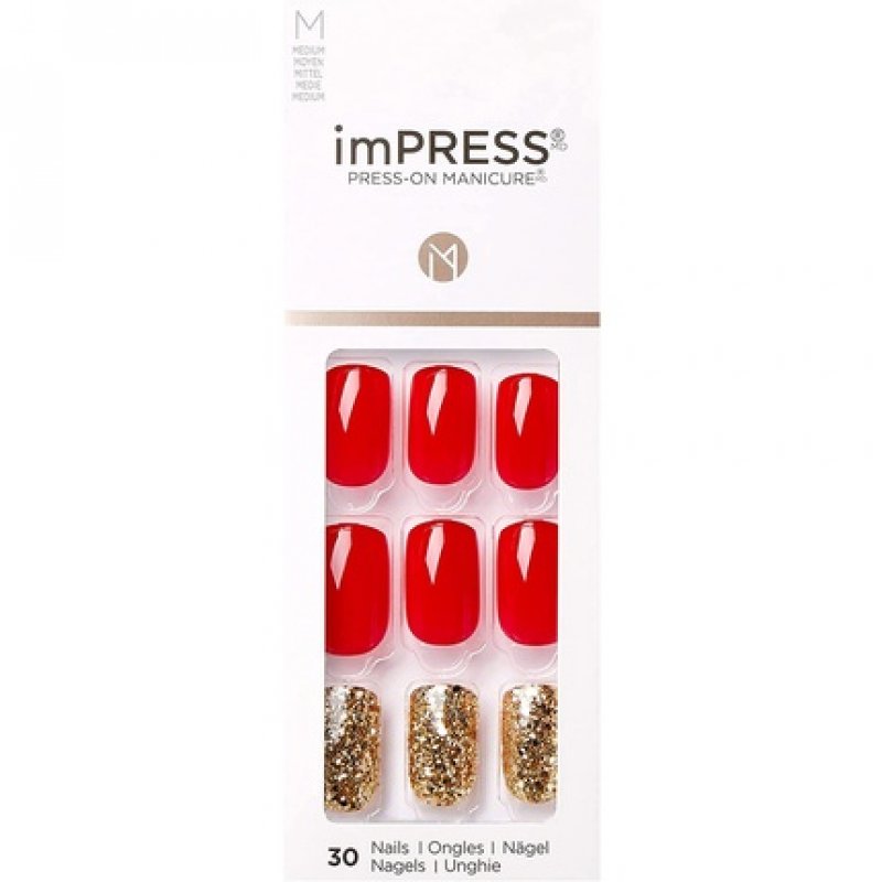 KISS imPRESS Press-On Manicure Memories Medium Length Square with PureFit Technology - 30 Fake Nails