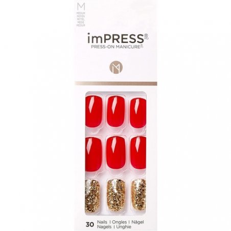 KISS imPRESS Press-On Manicure Memories Medium Length Square with PureFit Technology - 30 Fake Nails