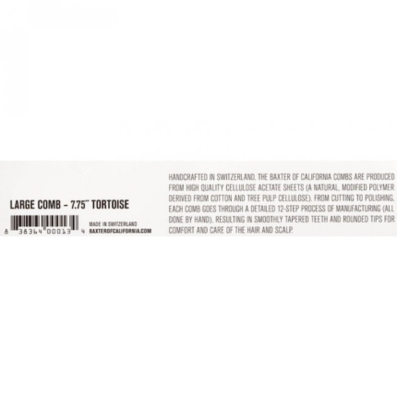 Baxter of California Handcrafted Swiss-Made Beard Comb for Men Large Size Crafted from Natural Tree Pulp Cellulose -