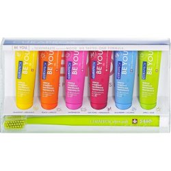 Curaprox Be You Six-Taste-Pack Mini Travel Size Toothpaste and Toothbrush Kit