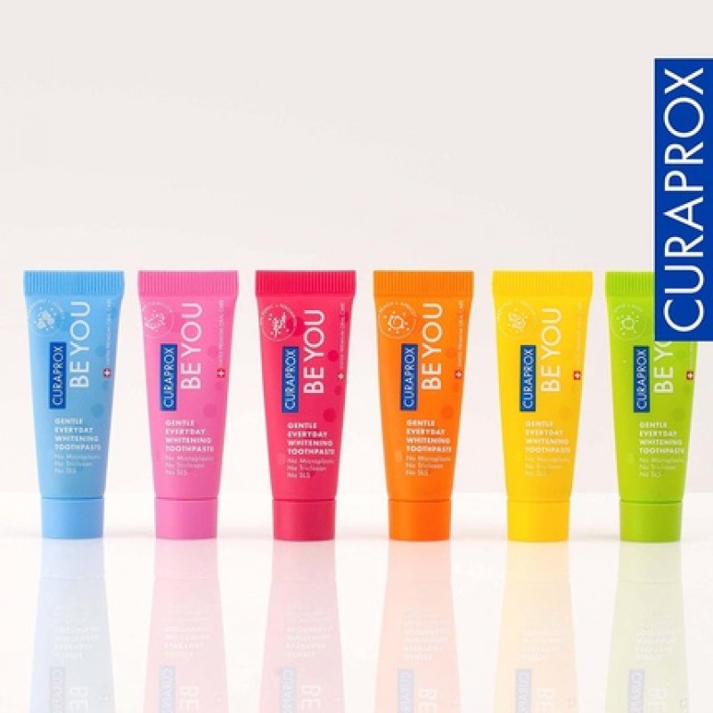 Curaprox Be You Six-Taste-Pack Mini Travel Size Toothpaste and Toothbrush Kit