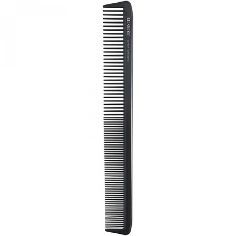 T4B Lussoni Cutting Comb Carbon Haircutting Comb for All Hair Types with Antistatic and Negative Ions, Coarse and Fine