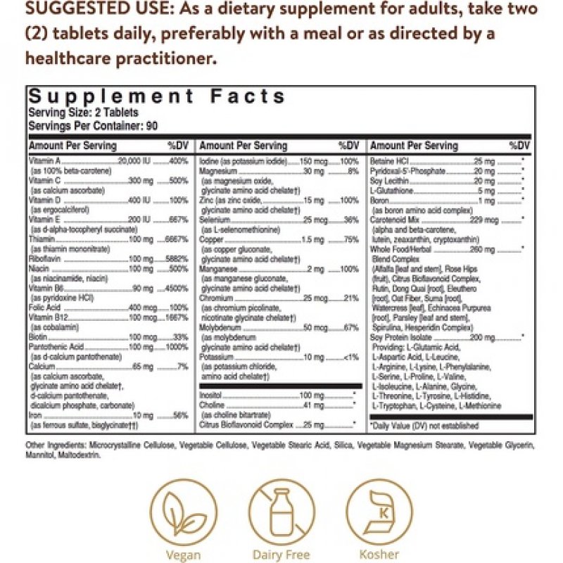 Solgar Formula VM-2000 Tablets Multivitamin and Mineral Formula for Daily Vitality 180 Tablets - Vegan