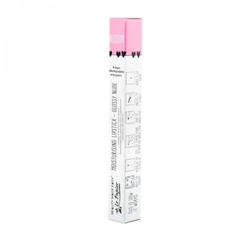 Beauty Made Easy Le Papier Moisturizing Vegan Lipstick with Shea Butter Glossy Nudes Blossom 6g
