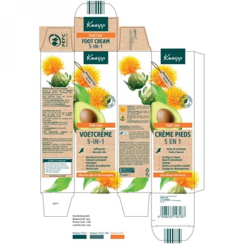 Kneipp 5 in 1 Foot Cream with Safflower Oil and Avocado Oil 75ml