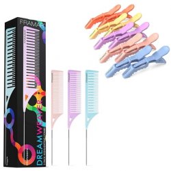 FRAMAR Dreamweaver Highlight Comb Set with FRAMAR Pastel Alligator Hair Clips 10 Pack