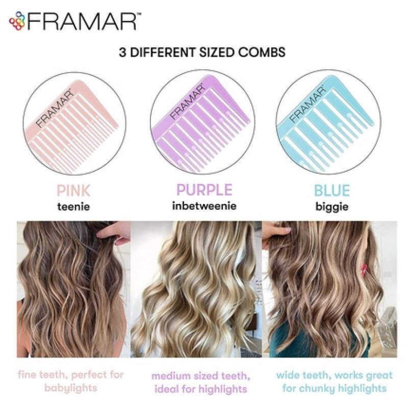 FRAMAR Dreamweaver Highlight Comb Set with FRAMAR Pastel Alligator Hair Clips 10 Pack