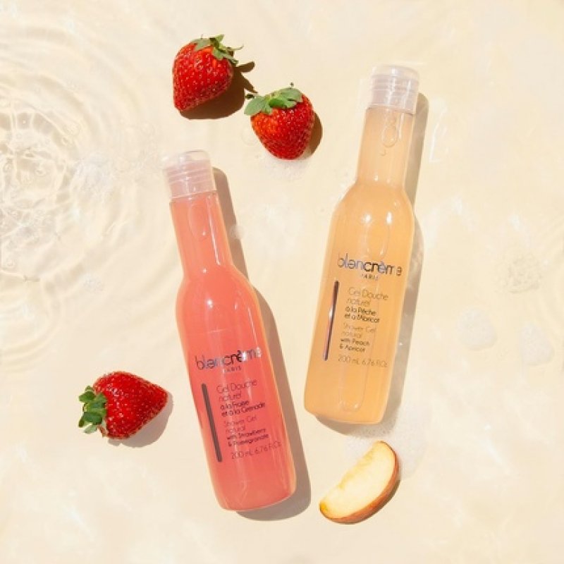 Blanc Crème Shower Gel for Men and Women XL 400ml Strawberry and Pomegranate Natural Shower Gel with Pomegranate and