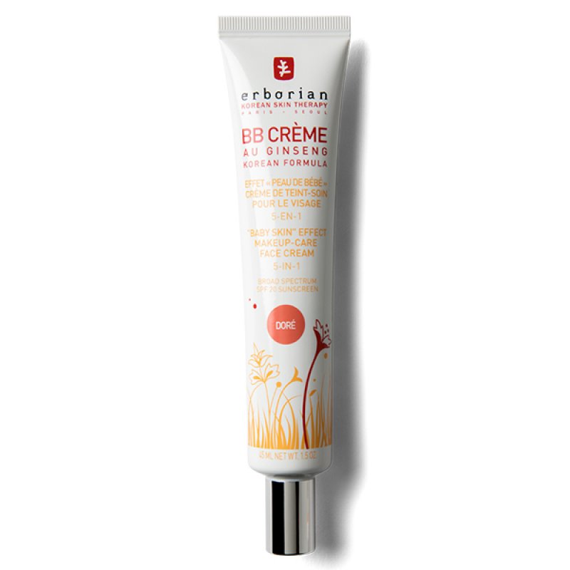 Erborian BB Cream with Ginseng Imperfection Covering Foundation 5-in-1 Korean Skincare Face Cream SPF 20 Doré Shade