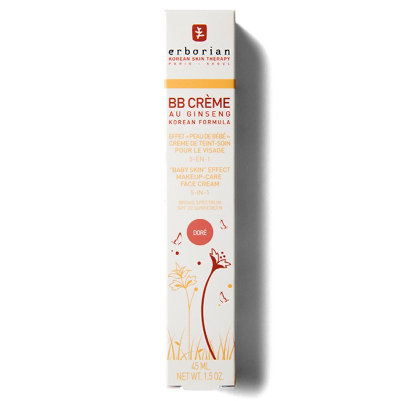 Erborian BB Cream with Ginseng Imperfection Covering Foundation 5-in-1 Korean Skincare Face Cream SPF 20 Doré Shade