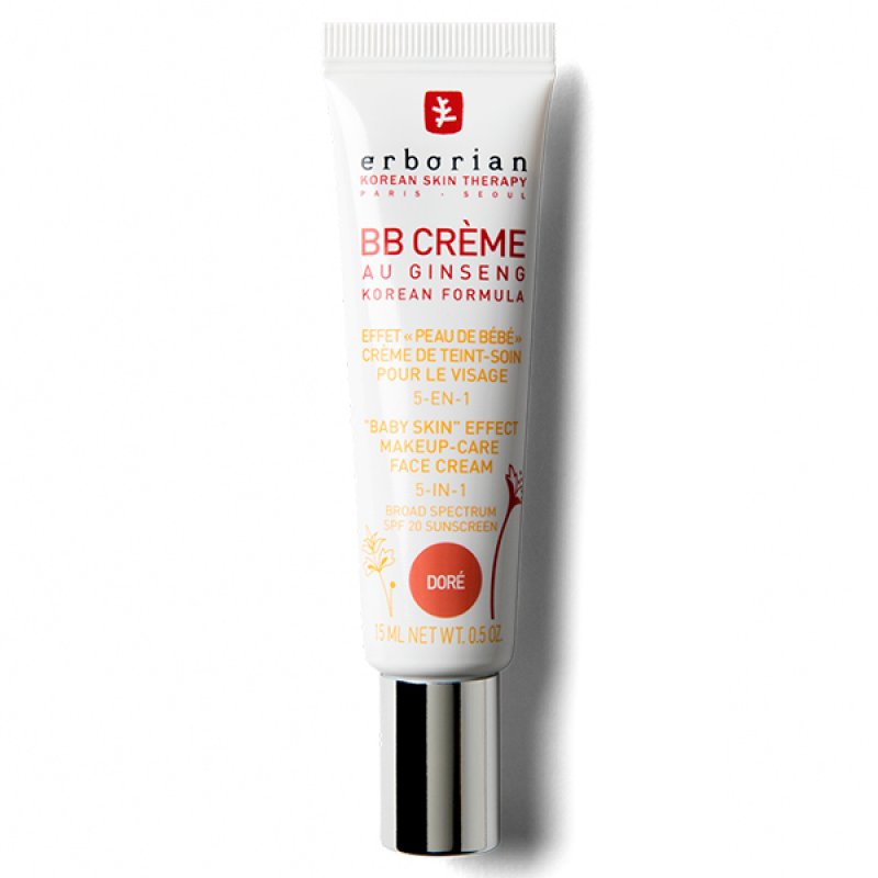 Erborian BB Cream with Ginseng Imperfection Covering Foundation 5-in-1 Korean Skincare Face Cream SPF 20 Doré Shade