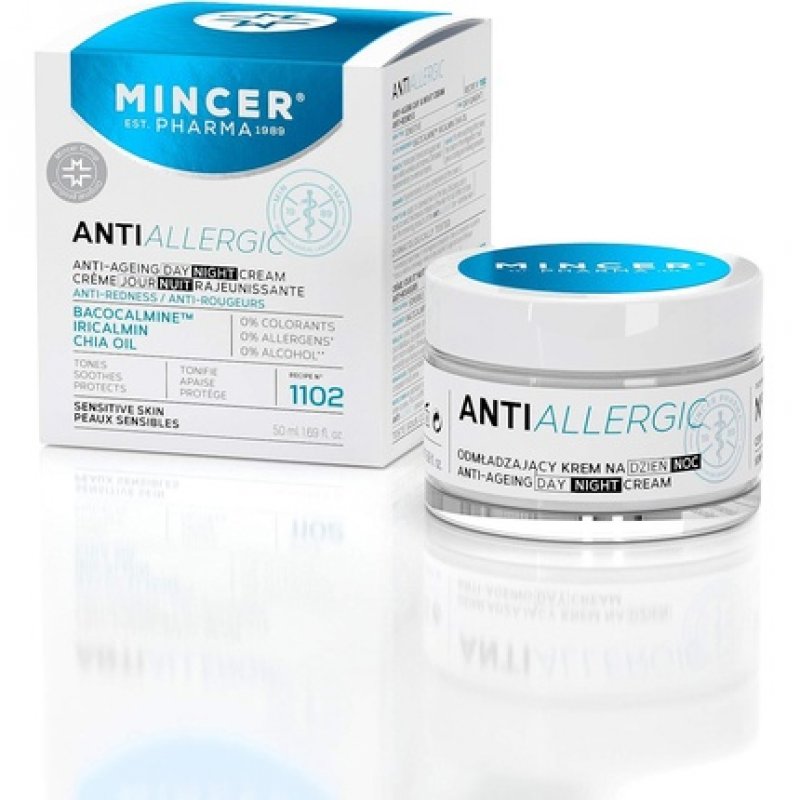 Mincer Pharma Anti-Allergic Anti-Redness Anti-Aging Face Cream for Sensitive Skin with Bacocalmine, Iricalmin and Chia