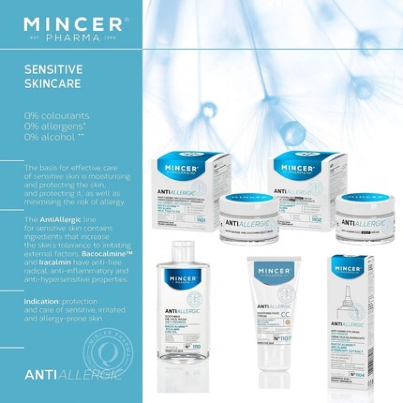 Mincer Pharma Anti-Allergic Anti-Redness Anti-Aging Face Cream for Sensitive Skin with Bacocalmine, Iricalmin and Chia