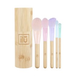 T4B ilu BambooM! Set of 5 Makeup Brushes with Bamboo Tube for Contouring, Blush, Powder, Eyeshadow, and Shading -