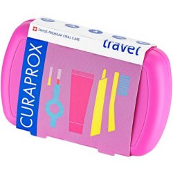 Curaprox Travel Set Pink - Collapsible Travel Toothbrush CS 5460 with 'Be You' Travel Toothpaste and 2 Interdental