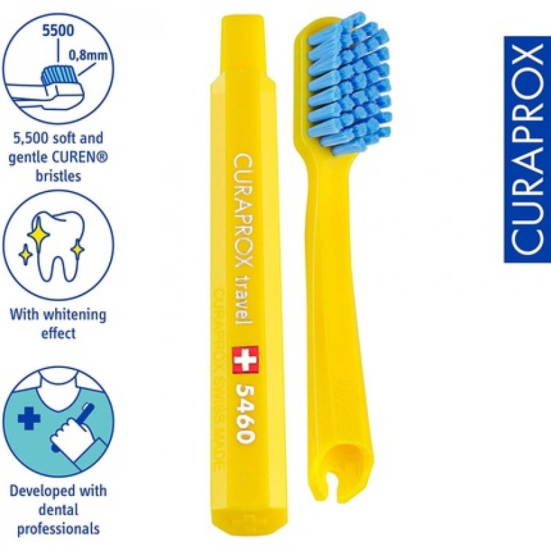 Curaprox Travel Set Pink - Collapsible Travel Toothbrush CS 5460 with 'Be You' Travel Toothpaste and 2 Interdental