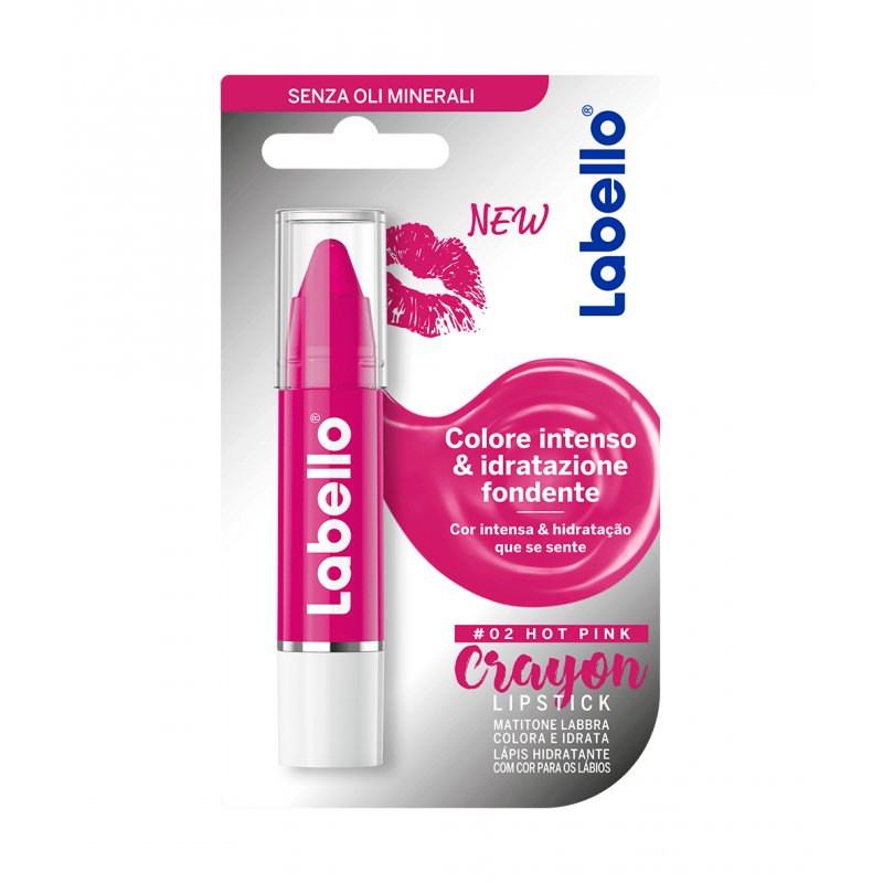 LABELLO Crayon Lip Balm Color 02 Hot Pink Lipstick