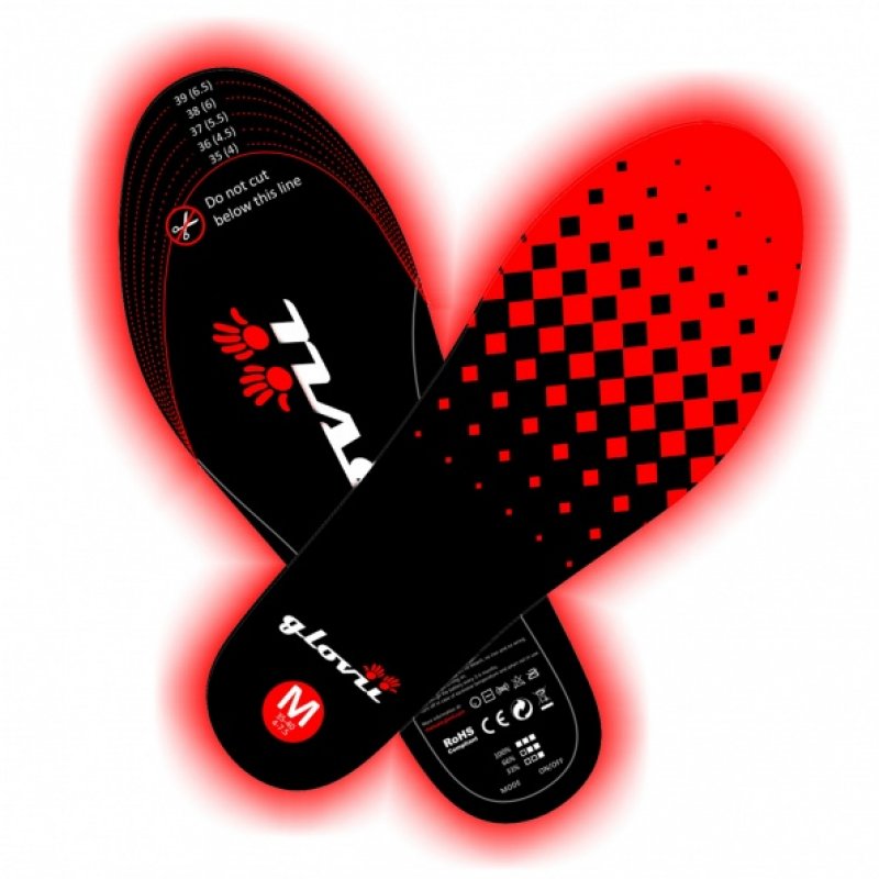 Glovii GW2 Battery Heated Thermo Shoes Insoles with Remote Control Black-Red - Size M