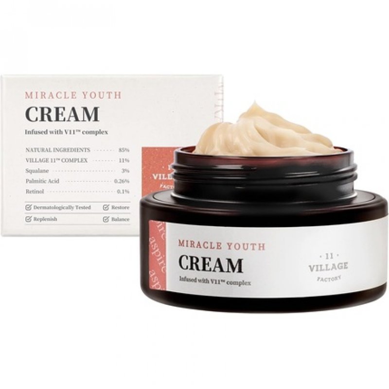 VILLAGE 11 FACTORY Miracle Youth Cream 50ml Retinol 0.1% for Beginners Squalane Moisture and Firm Skin Wrinkle Care
