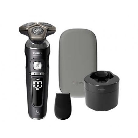 Philips S9000 Wet and Dry Shaver with Cleaning Station, Trimmer, and Travel Case