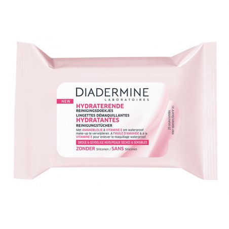 Diadermine Moisturizing Makeup Removal Wipes for Face - Pack of 25 Natural Origin Fibers