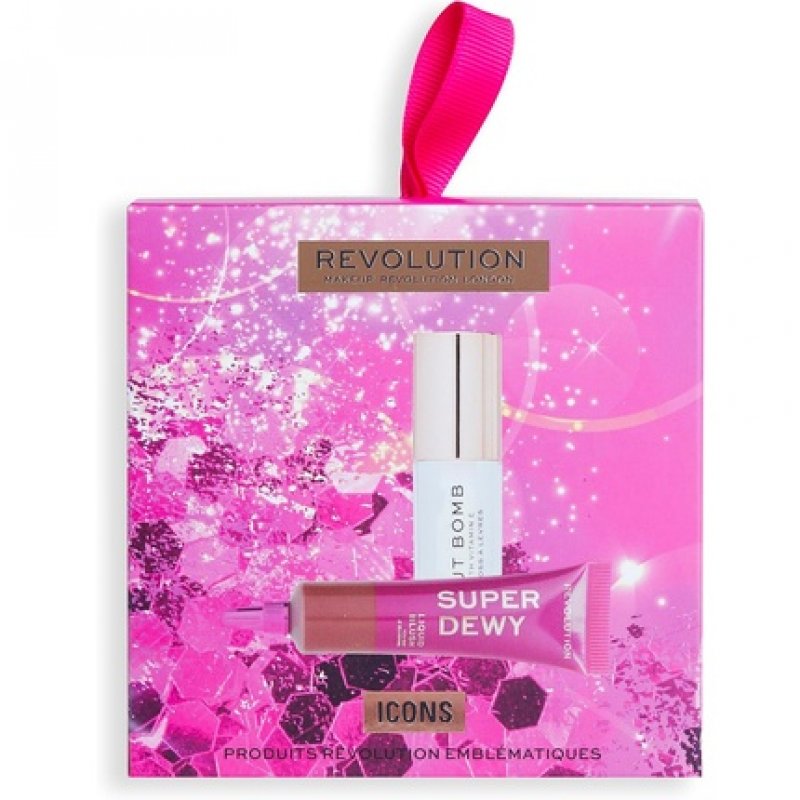 Makeup Revolution Icons Gift Set Lip Gloss Liquid Blush Pink Gift Box Included