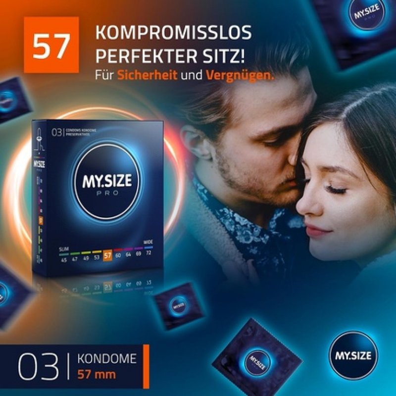 MY.SIZE PRO Condom Size 4 57mm 3 Pieces - The New Generation MY.SIZE Condoms Pack of 3