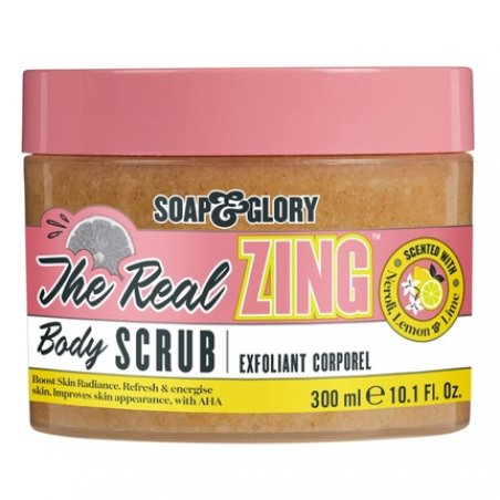 Soap & Glory The Real Zing Body Scrub Smoothing & Buffing Sugar Scrub Lemon Citrus Scented Body Polish Skin Brightening