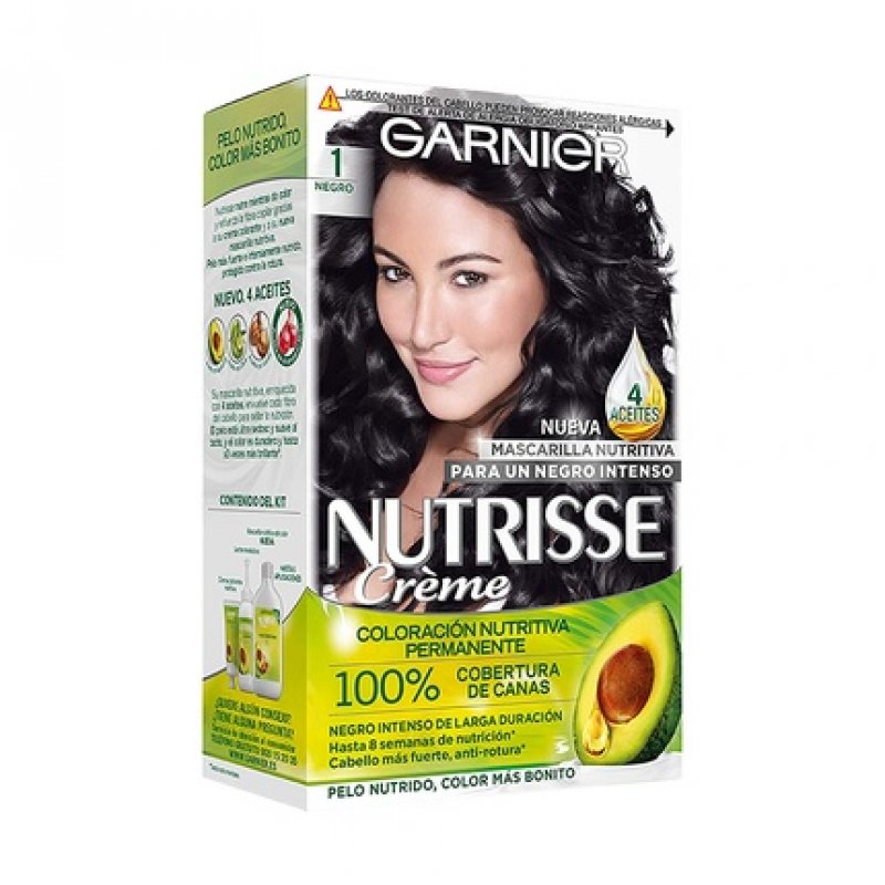 Garnier Nutrisse Creme Permanent Hair Color 1 Black with Four Oils Nutritive Mask 0.28kg
