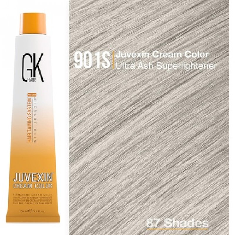 GK HAIR Global Keratin Professional Hair Color Cream Tube 3.4 Fl Oz/100ml 901S Ultra Ash