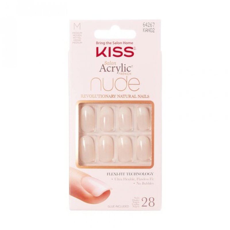 Kiss Salon Acrylic Nude French Nails Beige 28 Pieces