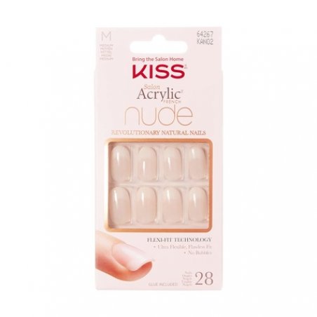 Kiss Salon Acrylic Nude French Nails Beige 28 Pieces