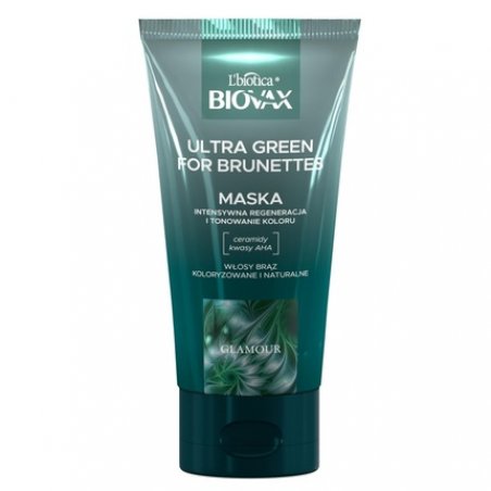 L'biotica Biovax Glamour Ultra Green for Brunettes Hair Mask 150ml