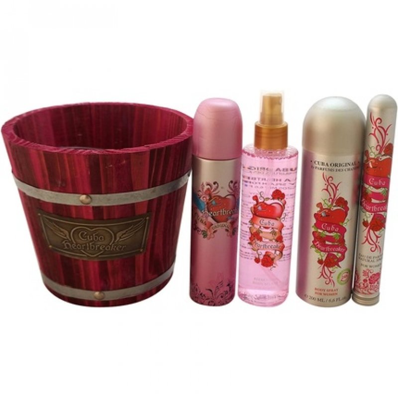 Cuba Cuba Heartbreaker For Women 4 Piece Gift Set 3.3oz EDP Spray, 1.7oz EDP Spray, 6.6oz Body Spray, 6.6oz Body Splash