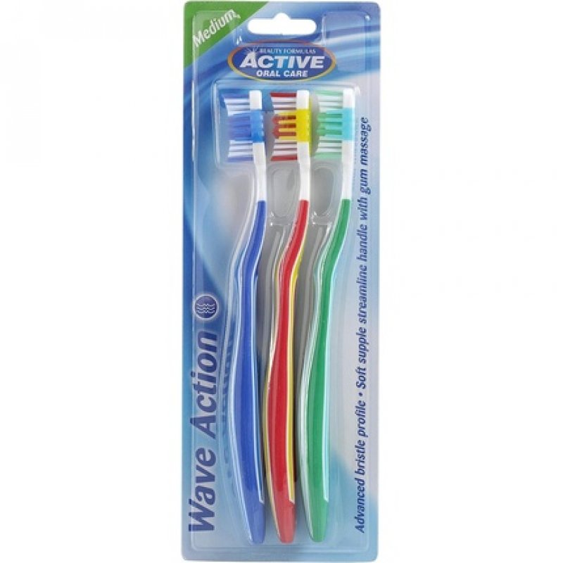 Beauty Formulas Active Oral Care Wave Action Toothbrush Assorted - Pack of 3