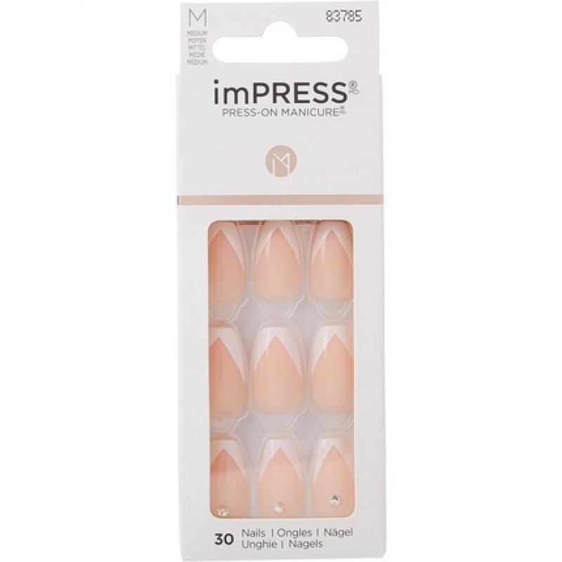 KISS imPRESS Press-On Manicure So French Medium Length Square with PureFit Technology