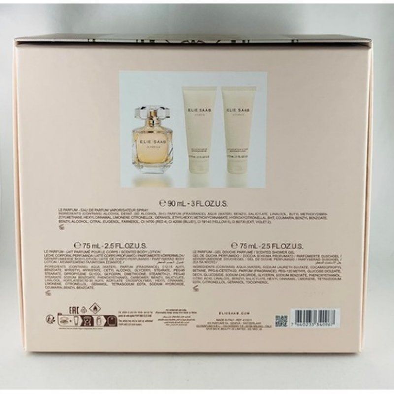 Elie Saab Le Parfum Set Eau de Parfum Spray 90ml 75ml Body Lotion 75ml Shower Gel