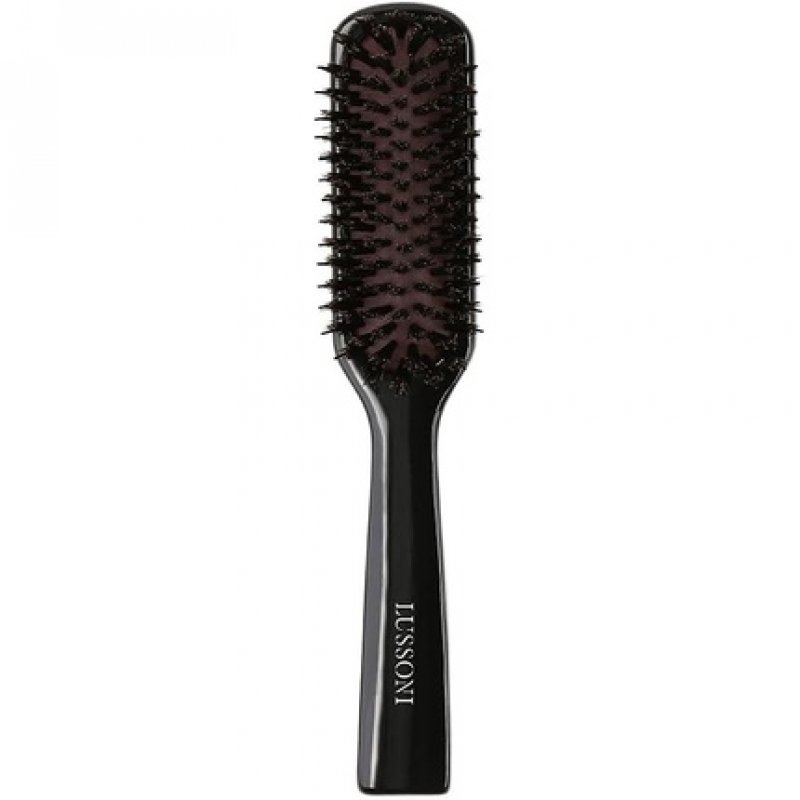 TB TOOLS FOR BEAUTY T4B LUSSONI Wood Detangling Slim Hairbrush with Natural Boar and Nylon Bristles for Short to Medium