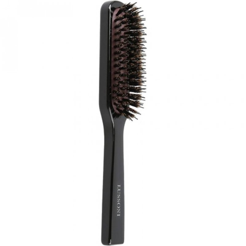 TB TOOLS FOR BEAUTY T4B LUSSONI Wood Detangling Slim Hairbrush with Natural Boar and Nylon Bristles for Short to Medium