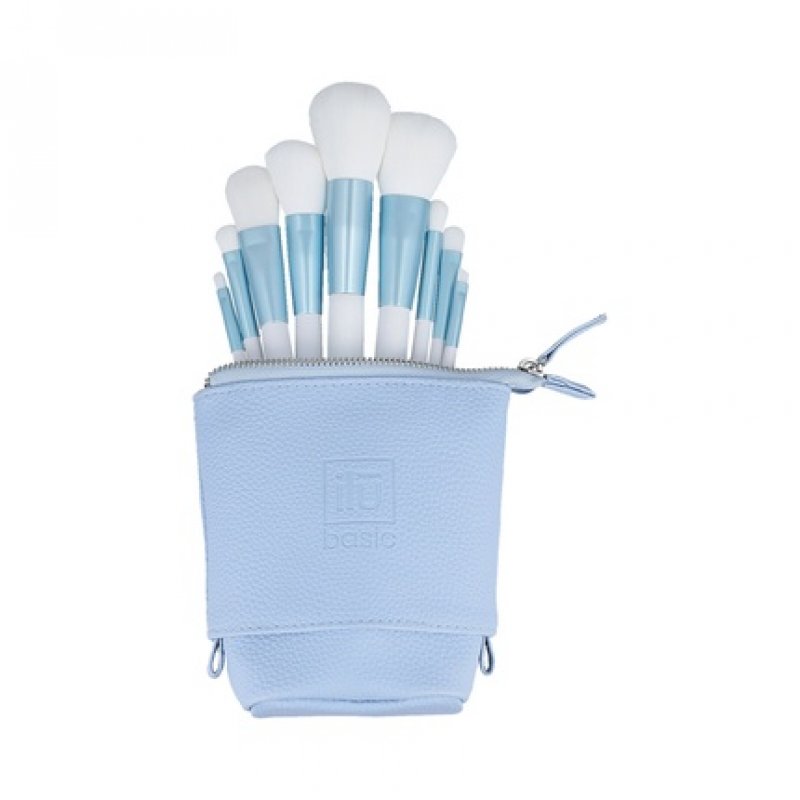 ilu Basic Set 9 Makeup Brushes with Bag Blue