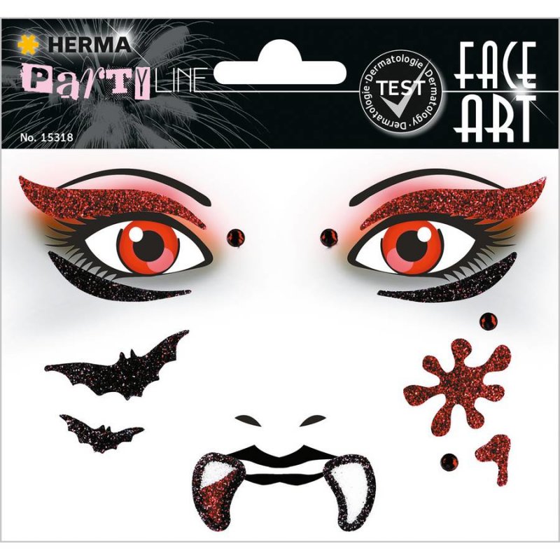 HERMA 15318 Face Art Sticker Vampire Glitter Face Paint for Carnival Halloween - Colorful
