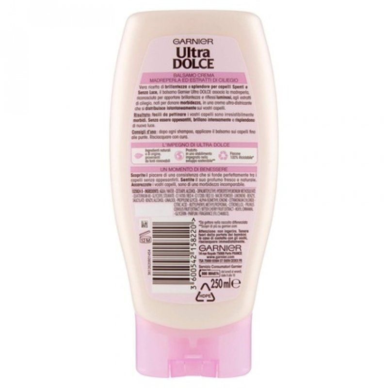 Garnier Ultra Dolce Mother of Pearl and Cherry Blossom Cream Balm for Shiny Hair Without Light, 200 ml